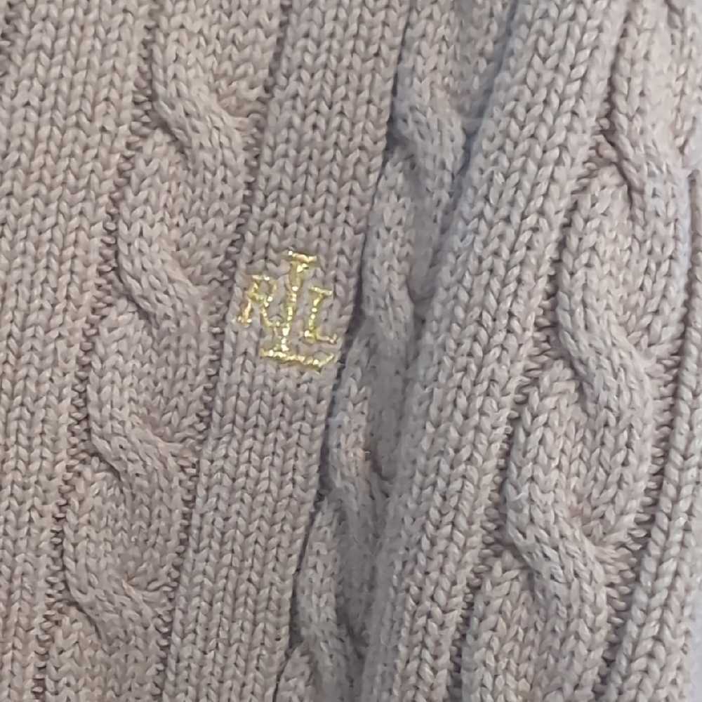 Ralph Lauren Women's V-Neck Cable Knit Sweater Tan Size Large - Picture 3 of 5